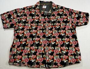 Ditch Plains Ricky Singh Mens 4X Shirt Citrus Fruit Print Short Sleeve Black